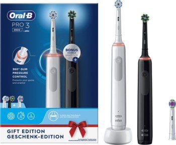 Szczoteczki - Oral-B Pro 3 3900 Duo Black/White Szczoteczki - Oral-B Pro 3 3900 Duo Black/White