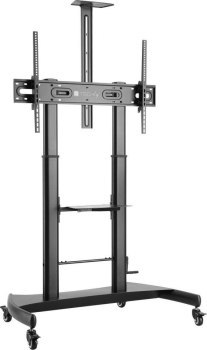 Uchwyt - Techly 107111 Mobilny stojak do telewizora LED/LCD/tablicy interaktywnej, 60-100'', 100kg, 2 półki