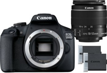 Aparat fotograficzny - Canon EOS 2000D + obiektyw EF-S 18-55mm IS II + LP-E10 Aparat fotograficzny - Canon EOS 2000D + obiektyw EF-S 18-55mm IS II + LP-E10