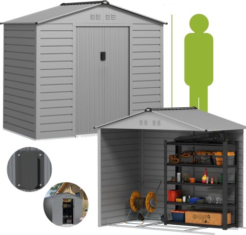 Domek Ogrodowy 213 x 131 x 192 cm Szary 2,43 m² PAKO 84H-352V00SR Domek Ogrodowy 213 x 131 x 192 cm Szary 2,43 m² PAKO 84H-352V00SR