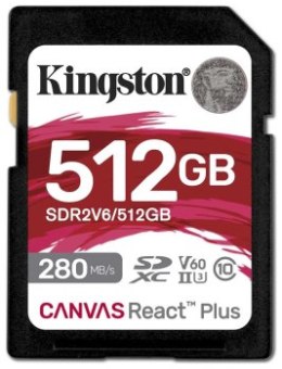 Kingston SDXC 512GB Canvas React Plus SDXC UHS-II 280R/100W U3 V60