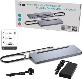 Replikator - i-tec USB-C Metal Ergonomic 4K 3x Display 2x DP 1x HDMI LAN Audio Power Delivery 100 W + i-tec Universal Charger 10 Replikator - i-tec USB-C Metal Ergonomic 4K 3x Display 2x DP 1x HDMI LAN Audio Power Delivery 100 W + i-tec Universal Charger 10