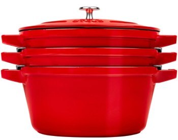 Zestaw 3 naczyń żeliwnych z pokrywką STAUB 40508-387-0 - czerwony 24 cm Zestaw 3 naczyń żeliwnych z pokrywką STAUB 40508-387-0 - czerwony 24 cm