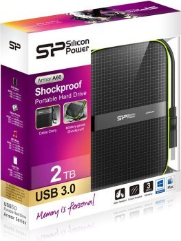 Dysk zewnętrzny Silicon Power Armor A60 2TB 2.5 USB 3.2 5400 obr/min Green-Black (SP020TBPHDA60S3K) Dysk zewnętrzny Silicon Power Armor A60 2TB 2.5 USB 3.2 5400 obr/min Green-Black (SP020TBPHDA60S3K)
