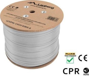 LANBERG KABEL UFTP KAT. 6A 305M DRUT CU LSZH SZARY CPR+FLUKE PASSED LANBERG KABEL UFTP KAT. 6A 305M DRUT CU LSZH SZARY CPR+FLUKE PASSED