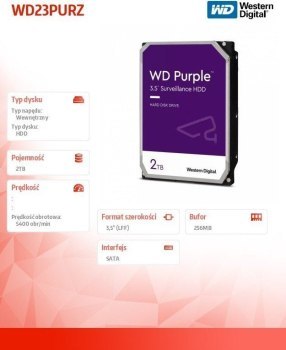 Dysk twardy HDD WD Purple 2TB 3 5 SATA WD23PURZ Dysk twardy HDD WD Purple 2TB 3 5 SATA WD23PURZ