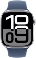 Apple Watch Series 10 GPS 46mm Silver Aluminium Case with Denim Sport Band - S/M