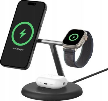 Belkin BOOST CHARGE PRO MagSafe ładowarka indukcyjna 3w1 iPhone Apple Watch i Airpods czarna Belkin BOOST CHARGE PRO MagSafe ładowarka indukcyjna 3w1 iPhone Apple Watch i Airpods czarna