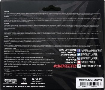 PATRIOT Viper Steel DDR4 2x8GB 3600MHz XMP2 PATRIOT Viper Steel DDR4 2x8GB 3600MHz XMP2