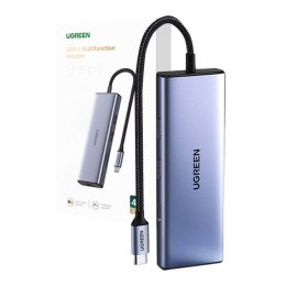 Adapter UGREEN Revodok 9w1 CM490 Hub USB-C, 2x USB-A 3.0, USB-A 2.0, 2x HDMI 4K/60Hz, SD/TF, RJ45 (gwiezda szarość) UGREEN