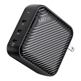 Ładowarka sieciowa INVZI GanHub 3x USB-C, 140W, EU/UK/AU/US (czarna) INVZI