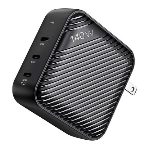 Ładowarka sieciowa INVZI GanHub 3x USB-C, 140W, EU/UK/AU/US (czarna) INVZI Ładowarka sieciowa INVZI GanHub 3x USB-C, 140W, EU/UK/AU/US (czarna) INVZI