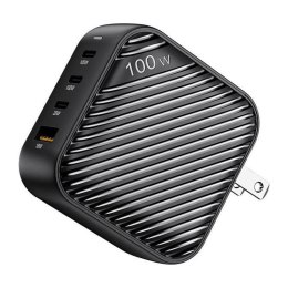 Ładowarka sieciowa INVZI GanHub 3x USB-C + USB, 100W, EU/UK/AU/US (czarna) INVZI