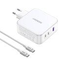 Ładowarka sieciowa UGREEN 15339 Nexode, 2xUSB-C, USB-A 3.0, PD3.0, QC4.0, GaN, 140W (biała) UGREEN