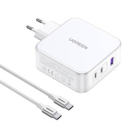 Ładowarka sieciowa UGREEN 15339 Nexode, 2xUSB-C, USB-A 3.0, PD3.0, QC4.0, GaN, 140W (biała) UGREEN