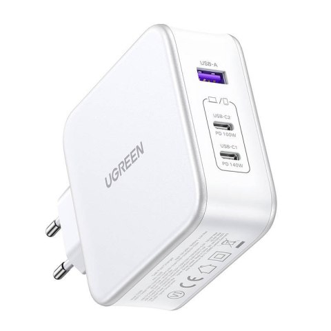 Ładowarka sieciowa UGREEN 15339 Nexode, 2xUSB-C, USB-A 3.0, PD3.0, QC4.0, GaN, 140W (biała) UGREEN Ładowarka sieciowa UGREEN 15339 Nexode, 2xUSB-C, USB-A 3.0, PD3.0, QC4.0, GaN, 140W (biała) UGREEN