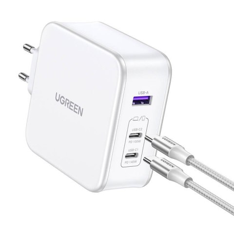 Ładowarka sieciowa UGREEN 15339 Nexode, 2xUSB-C, USB-A 3.0, PD3.0, QC4.0, GaN, 140W (biała) UGREEN Ładowarka sieciowa UGREEN 15339 Nexode, 2xUSB-C, USB-A 3.0, PD3.0, QC4.0, GaN, 140W (biała) UGREEN