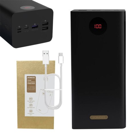 Powerbank Romoss PEA60 60000mAh, QC + PD, 22.5W (czarny) Romoss Powerbank Romoss PEA60 60000mAh, QC + PD, 22.5W (czarny) Romoss