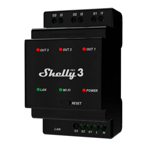 3-kanałowy przekaźnik na szynę DIN Shelly Pro 3 WIFI Shelly 3-kanałowy przekaźnik na szynę DIN Shelly Pro 3 WIFI Shelly
