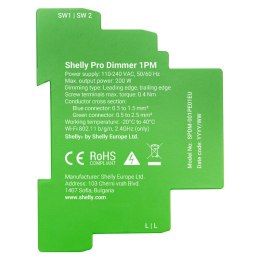 1-kanałowy ściemniacz na szynę DIN Shelly Pro Dimmer 1 WiFi/Bluetooth Shelly