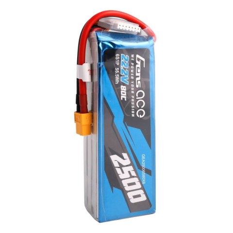 Akumulator Gens ace 2500mAh 22.2V 80C 6S1P Lipo z konektorem XT60 plug Gens ace Akumulator Gens ace 2500mAh 22.2V 80C 6S1P Lipo z konektorem XT60 plug Gens ace