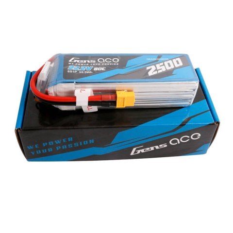 Akumulator Gens ace 2500mAh 22.2V 80C 6S1P Lipo z konektorem XT60 plug Gens ace Akumulator Gens ace 2500mAh 22.2V 80C 6S1P Lipo z konektorem XT60 plug Gens ace