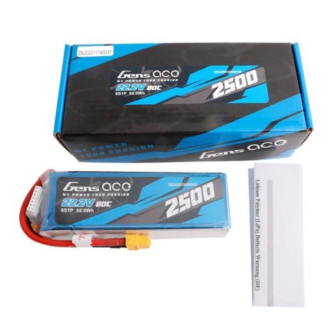 Akumulator Gens ace 2500mAh 22.2V 80C 6S1P Lipo z konektorem XT60 plug Gens ace Akumulator Gens ace 2500mAh 22.2V 80C 6S1P Lipo z konektorem XT60 plug Gens ace