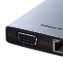 Hub 13w1 Baseus PortalJoy USB-C do HDMI+DP+VGA+C+USB+PD+RJ45+SD/TF+3.5mm (szary) Baseus