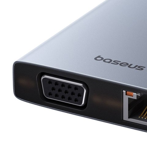 Hub 13w1 Baseus PortalJoy USB-C do HDMI+DP+VGA+C+USB+PD+RJ45+SD/TF+3.5mm (szary) Baseus Hub 13w1 Baseus PortalJoy USB-C do HDMI+DP+VGA+C+USB+PD+RJ45+SD/TF+3.5mm (szary) Baseus