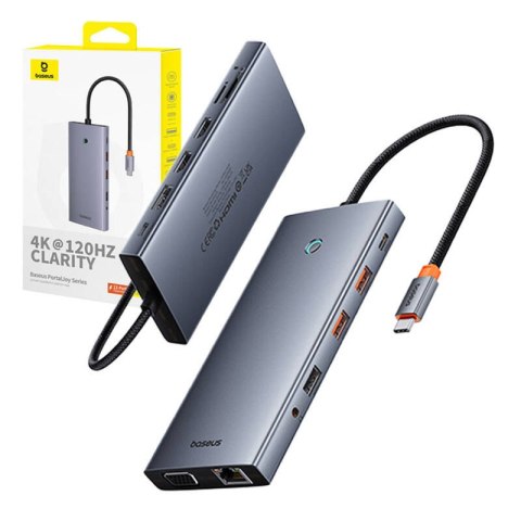 Hub 13w1 Baseus PortalJoy USB-C do HDMI+DP+VGA+C+USB+PD+RJ45+SD/TF+3.5mm (szary) Baseus Hub 13w1 Baseus PortalJoy USB-C do HDMI+DP+VGA+C+USB+PD+RJ45+SD/TF+3.5mm (szary) Baseus