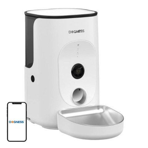 Inteligentny dozownik karmy z kamerą Dogness F15 WiFi 4L z miską ze stali nierdzewnej (biały) Dogness Inteligentny dozownik karmy z kamerą Dogness F15 WiFi 4L z miską ze stali nierdzewnej (biały) Dogness