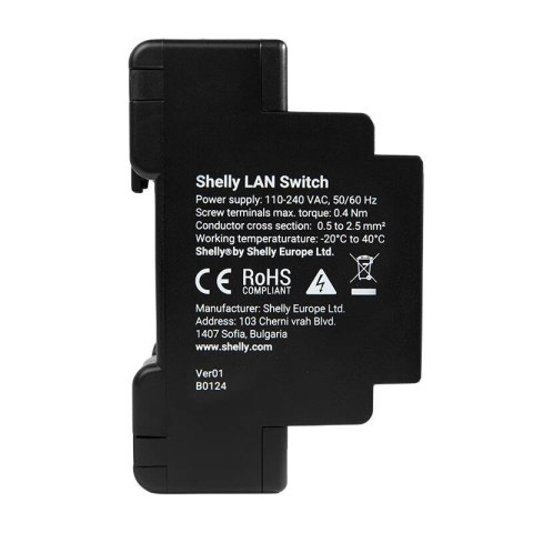 Przełącznik Ethernet z 5 portami RJ45 Shelly LAN Switch Shelly Przełącznik Ethernet z 5 portami RJ45 Shelly LAN Switch Shelly