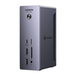 Stacja dokująca Ugreen U710, 2x Thunderbolt 4, DisplayPort 8K 30Hz, 4x USB, USB-C, RJ45, SD/TF, AUX, PD 90W (szara) UGREEN