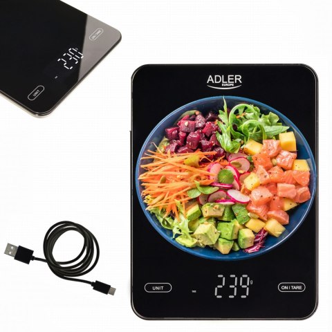 Waga Kuchenna 10 kg Ładowana Przez USB ADLER AD 3177b Waga Kuchenna 10 kg Ładowana Przez USB ADLER AD 3177b