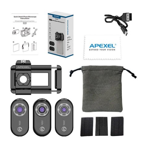 3x Obiektyw / mikroskop CPL do smartfona Apexel APL-MS3IN1, 200x / 150x / 100x APEXEL 3x Obiektyw / mikroskop CPL do smartfona Apexel APL-MS3IN1, 200x / 150x / 100x APEXEL