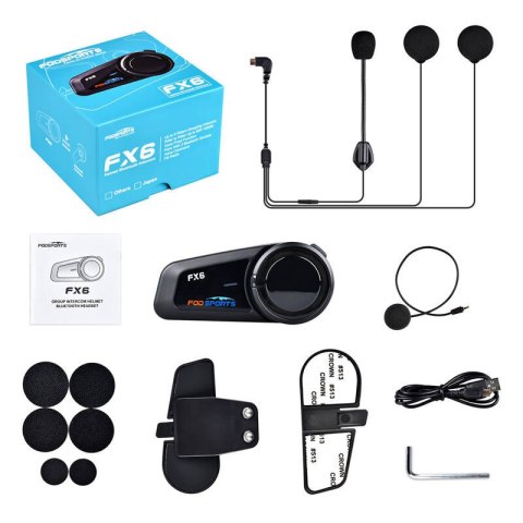 Interkom motocyklowy Fodsports FX6 (czarny) Fodsports Interkom motocyklowy Fodsports FX6 (czarny) Fodsports