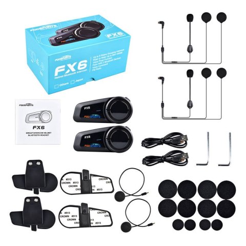 Interkom motocyklowy Fodsports FX6 dwupak (czarny) Fodsports Interkom motocyklowy Fodsports FX6 dwupak (czarny) Fodsports