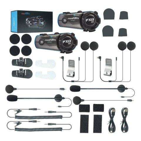 Interkom motocyklowy Fodsports FX8 Air dwupak (czarny) Fodsports Interkom motocyklowy Fodsports FX8 Air dwupak (czarny) Fodsports