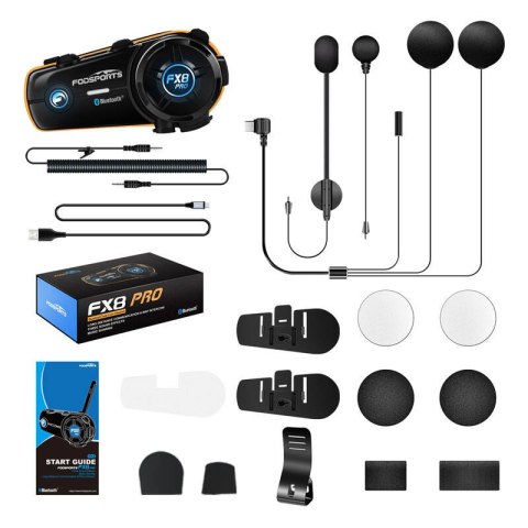 Interkom motocyklowy Fodsports FX8 Pro (czarny) Fodsports Interkom motocyklowy Fodsports FX8 Pro (czarny) Fodsports