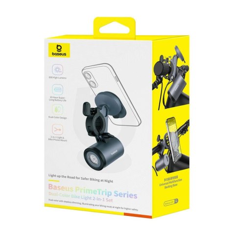 Uchwyt rowerowy Baseus PrimeTrip 2 w 1, uchwyt na telefon + latarka (czarny) Baseus Uchwyt rowerowy Baseus PrimeTrip 2 w 1, uchwyt na telefon + latarka (czarny) Baseus