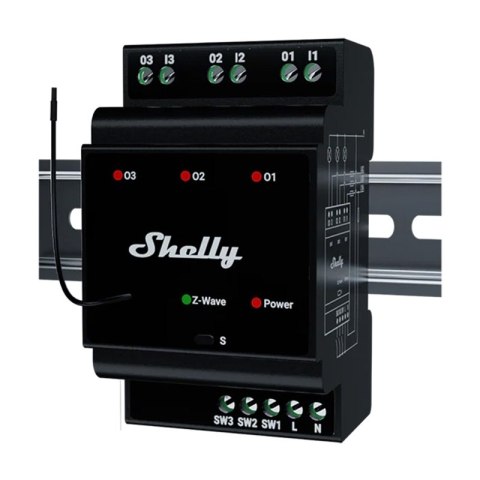3-kanałowy przekaźnik na szynę DIN Shelly Qubino Wave Pro 3 Z-Wave Shelly 3-kanałowy przekaźnik na szynę DIN Shelly Qubino Wave Pro 3 Z-Wave Shelly