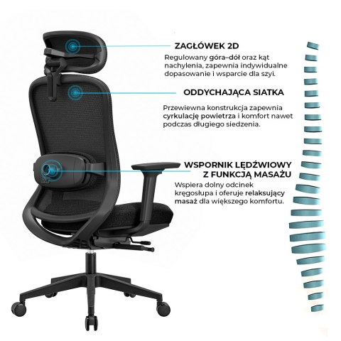 Fotel biurowy ergonomiczny ANGEL fizjO z funkcją masażu Fotel biurowy ergonomiczny ANGEL fizjO z funkcją masażu