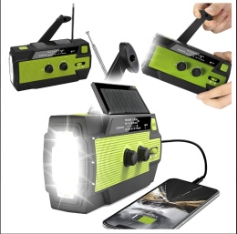 RADIO SOLARNE POWERBANK 4000 mAh AM/FM SOS USB LAMPA LED