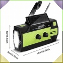 RADIO SOLARNE POWERBANK 4000 mAh AM/FM SOS USB LAMPA LED