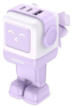 Ugreen Nexode RG Robot GaN, 2x USB-C + USB, 65W fioletowa Ugreen Nexode RG Robot GaN, 2x USB-C + USB, 65W fioletowa