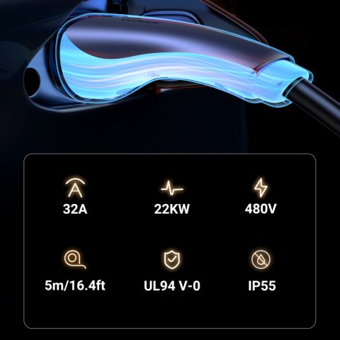 Kabel przewód CCS2 do ładowania samochodu elektrycznego 480V 32A 22kW 5m - czarny Kabel przewód CCS2 do ładowania samochodu elektrycznego 480V 32A 22kW 5m - czarny