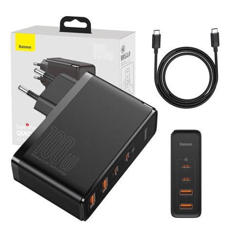 Ładowarka sieciowa Baseus GaN2 Pro, 2x USB + 2x USB-C, 100W, EU (czarna) Baseus Ładowarka sieciowa Baseus GaN2 Pro, 2x USB + 2x USB-C, 100W, EU (czarna) Baseus