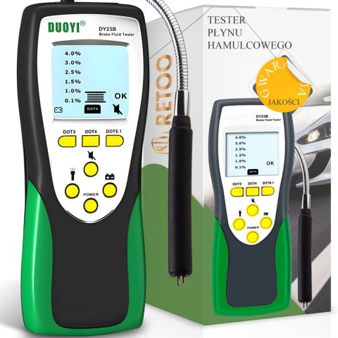 Miernik tester płynu hamulcowego DOT3 / DOT4 / DOT5.1 z sondą ekranem LCD Miernik tester płynu hamulcowego DOT3 / DOT4 / DOT5.1 z sondą ekranem LCD