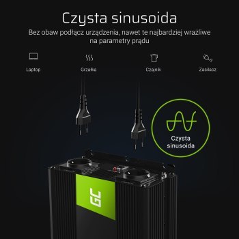 Green Cell 12V na 230V Czysta sinusoida 1500W Green Cell Green Cell 12V na 230V Czysta sinusoida 1500W Green Cell