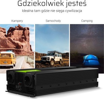 Green Cell 12V na 230V Czysta sinusoida 1500W Green Cell Green Cell 12V na 230V Czysta sinusoida 1500W Green Cell